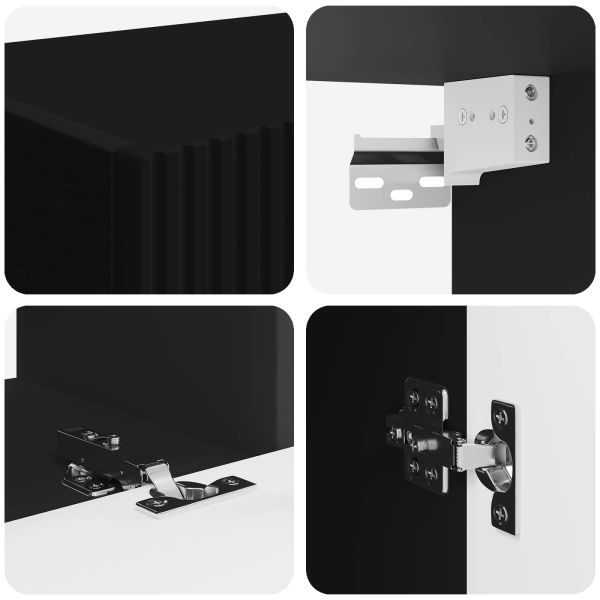 Комплект ТВ шкаф Монтиране на стена 3 pcs Черно Инженерно дърво