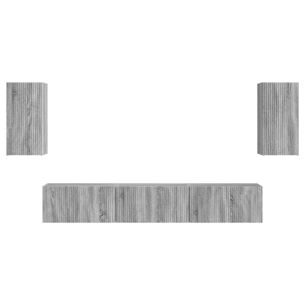 Комплект ТВ шкаф 3 pcs Сив Сонома Инженерно дърво