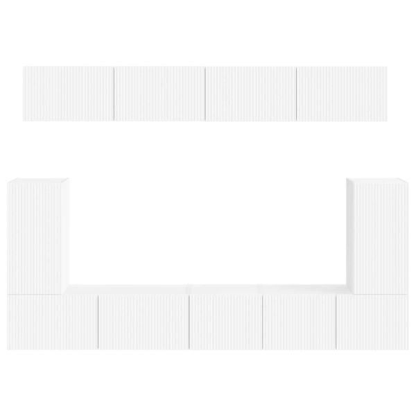 Комплект ТВ шкаф Монтиране на стена 5 pcs Бяло Инженерно дърво