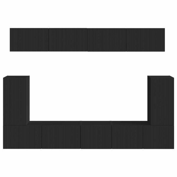 Комплект ТВ шкаф Монтиране на стена 5 pcs Черно Инженерно дърво