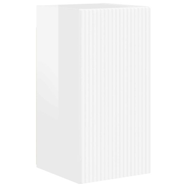 Комплект ТВ шкаф 5 pcs Лъскаво бяло Инженерно дърво