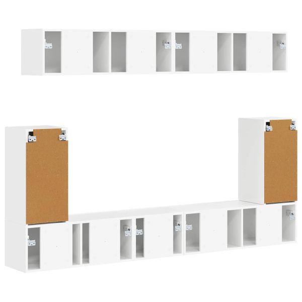 Комплект ТВ шкаф 5 pcs Лъскаво бяло Инженерно дърво