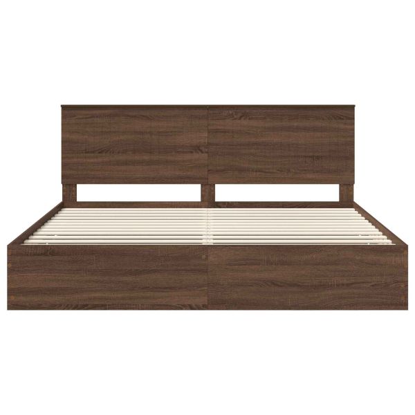 Рамка за легло Кафяв дъб 200 x 200 cm Инженерна дървесина