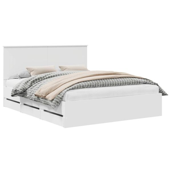Рамка за легло с чекмедже Бяло 160 x 200 cm Инженерна дървесина