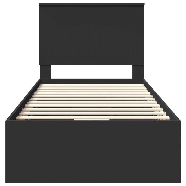 Рамка за легло с чекмедже Черно 90 x 200 cm Инженерна дървесина