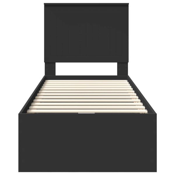 Рамка за легло с чекмедже Черно 75 x 190 cm Инженерна дървесина