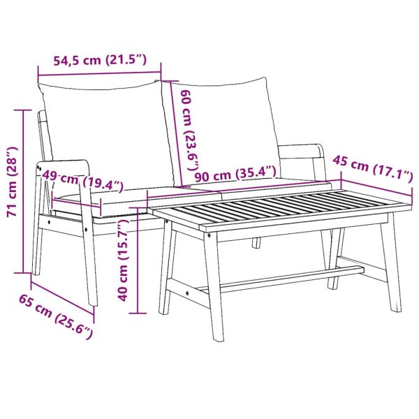 Бистро комплект 2 pcs Натурален маслен Солидно акациево дърво