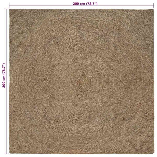 Килими за помещение Квадратна Сив 200 x 200 cm юта