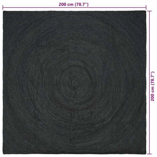 Килими за помещение Квадратна Тъмен сив 200 x 200 cm юта