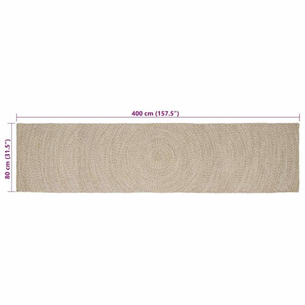 Килим Естествено и бяло 80 x 400 см юта