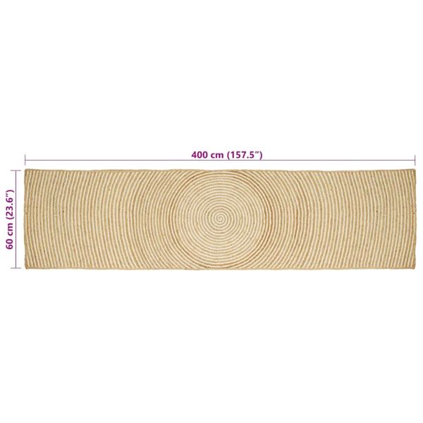 Килим Естествено и бяло 60 х 400 см юта