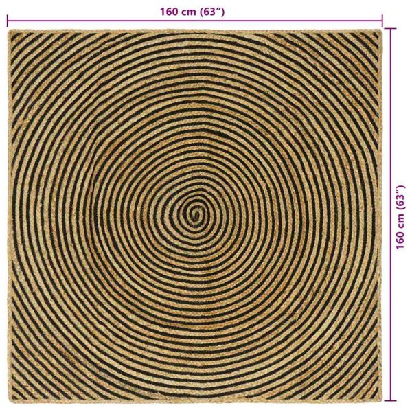 Килим Естествено и черно 160 x 160 cm юта