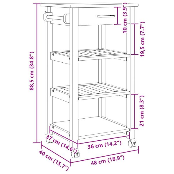 Кухненска количка Едноцветен Черно 88,5 x 40 x 48 см
