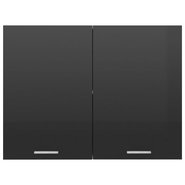 Висящ шкаф, Lyon черен гланц, 80x31x60 см, инженерно дърво