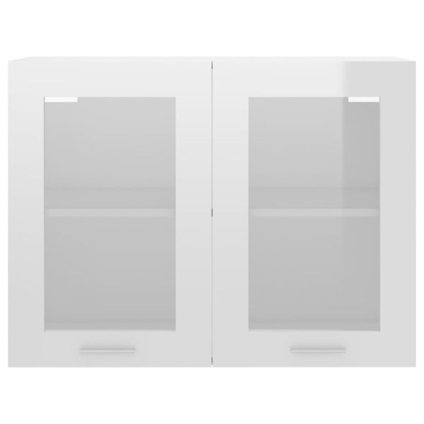 Висящ стъклен шкаф "Lyon", бял гланц, 80x31x60 см, инженерно дърво