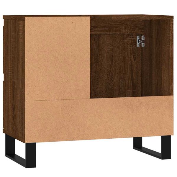 Шкаф за баня, кафяв дъб, 65x33x60 см, инженерно дърво