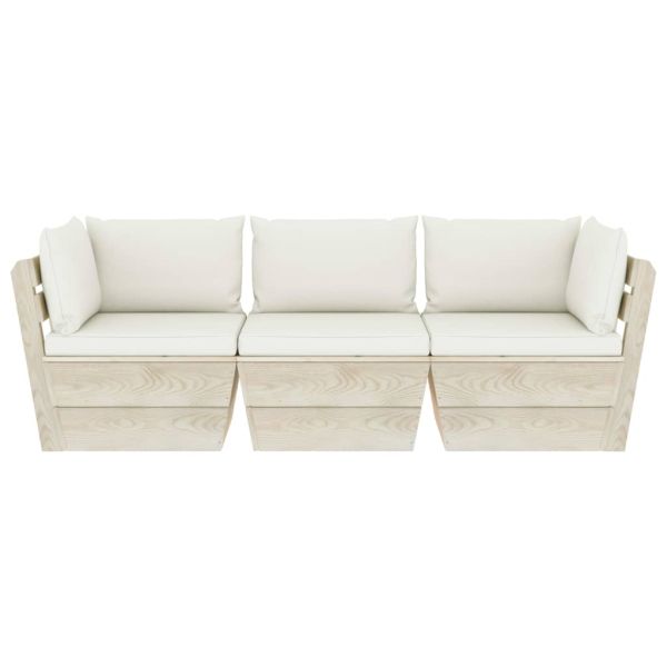 Градински 3-местен палетен диван възглавници импрегниран смърч