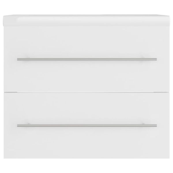 Шкаф за мивка с вградена мивка, Бяло, инженерно дърво