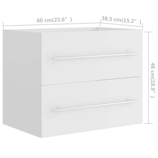 Шкаф за мивка с вградена мивка, Бяло, инженерно дърво