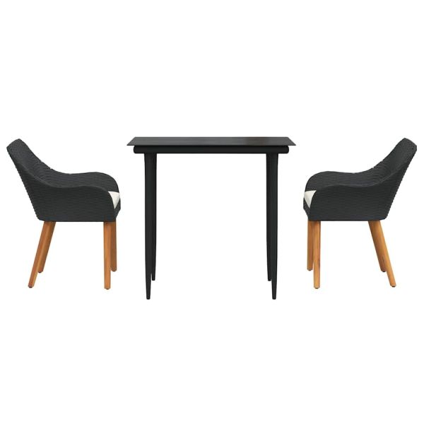 Комплект за хранене в градината 3 pcs Черно полиратан