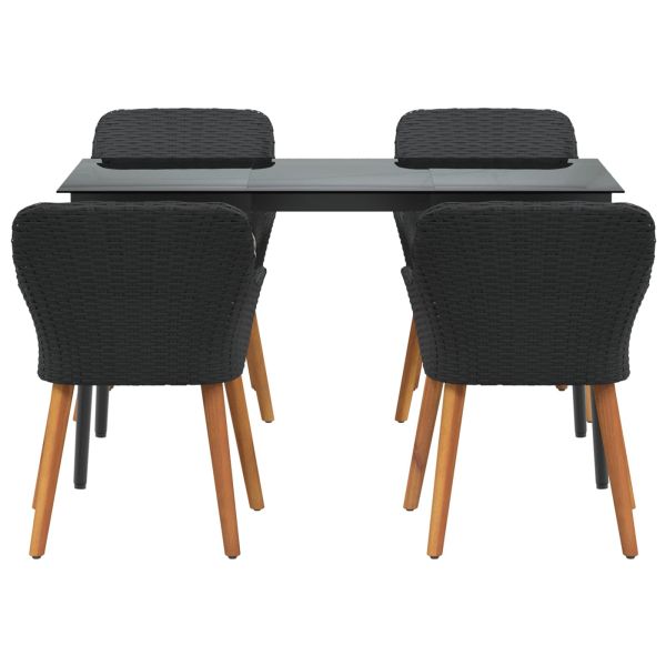 Комплект за хранене в градината 5 pcs Черно полиратан