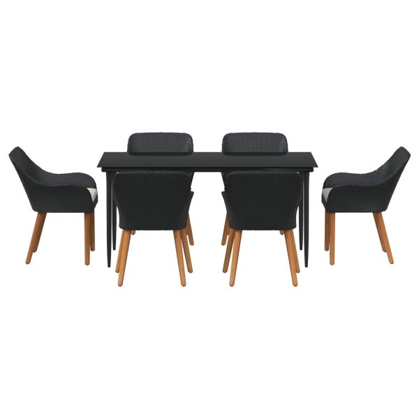 Комплект за хранене в градината 7 pcs Черно полиратан