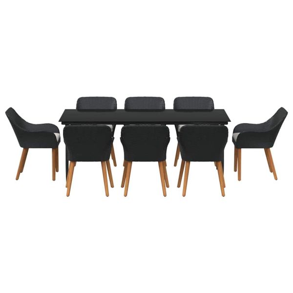 Комплект за хранене в градината 9 pcs Черно полиратан