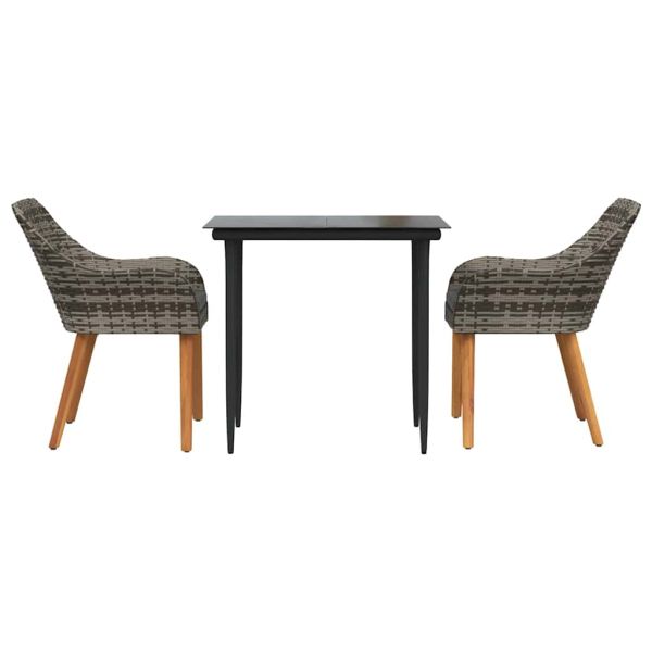 Комплект за хранене в градината 3 pcs Сив полиратан