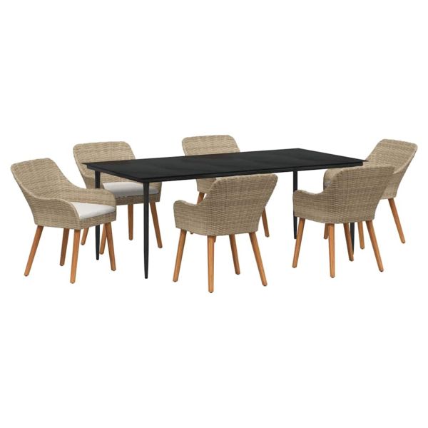 Комплект за хранене в градината 7 pcs Бежово полиратан