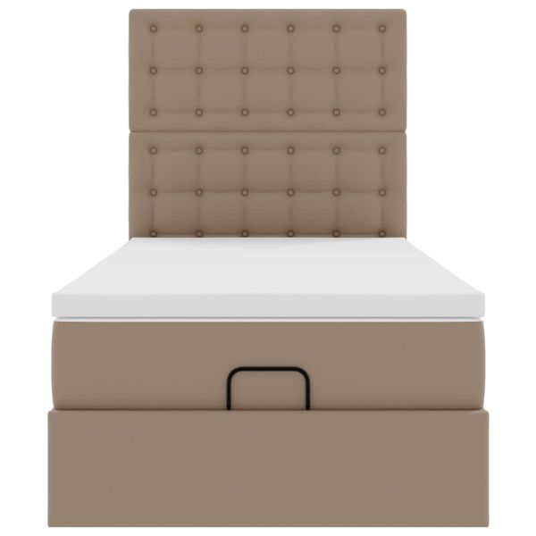 Османска легло с матрак&LED капучино 80x200 см изкуствена кожа