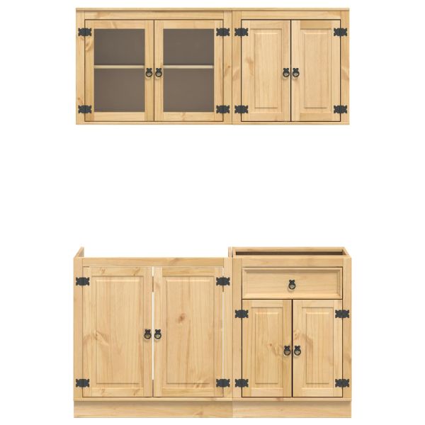 За шкафове с рафт с врата 4 pcs Меден Солидно борово дърво