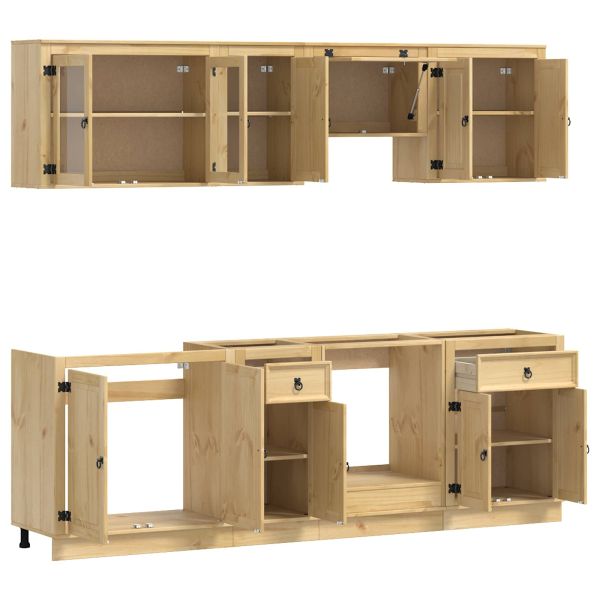 За шкафове с чекмедже с рафт 8 pcs Мед Солидно борово дърво