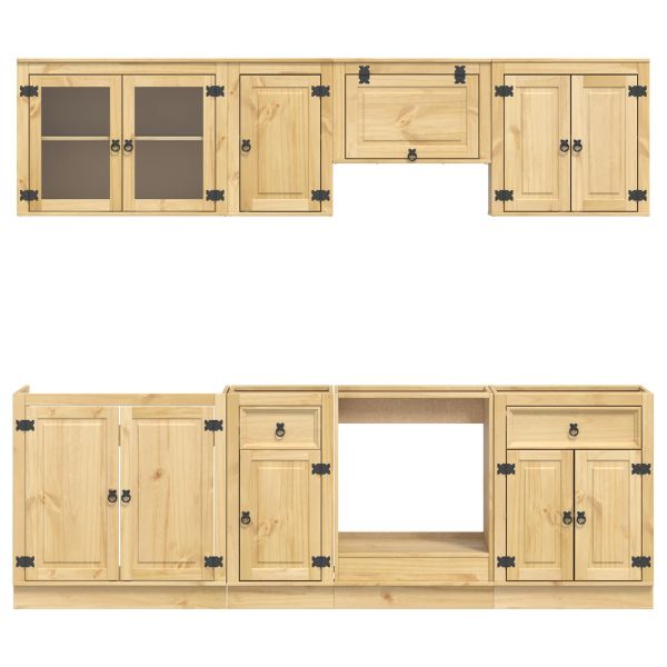 За шкафове с чекмедже с рафт 8 pcs Мед Солидно борово дърво