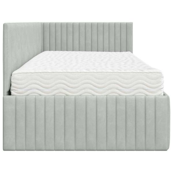 Ъглова рамка за легло с матрак 2 pcs Светлосиво Кадифе