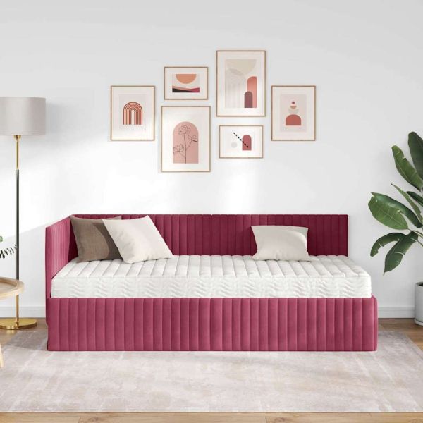 Ъглова рамка за легло с матрак с таблото 2 pcs Зелен Кадифе