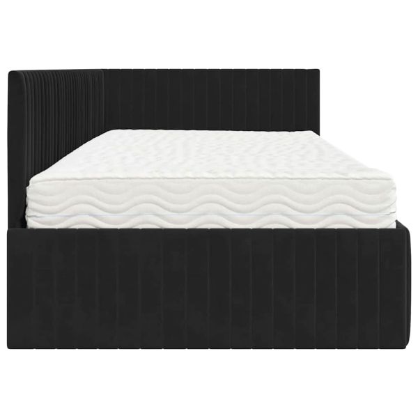 Ъглова рамка за легло с матрак с таблото 2 pcs Черно Кадифе