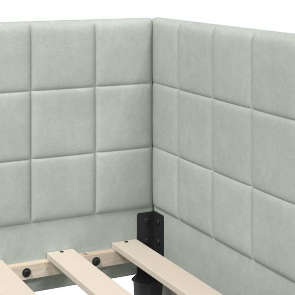 Ъглова рамка за легло с матрак 2 pcs Светлосиво Кадифе