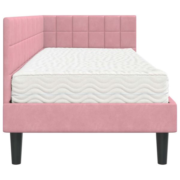 Ъглова рамка за легло с матрак с таблото 2 pcs Сив Кадифе