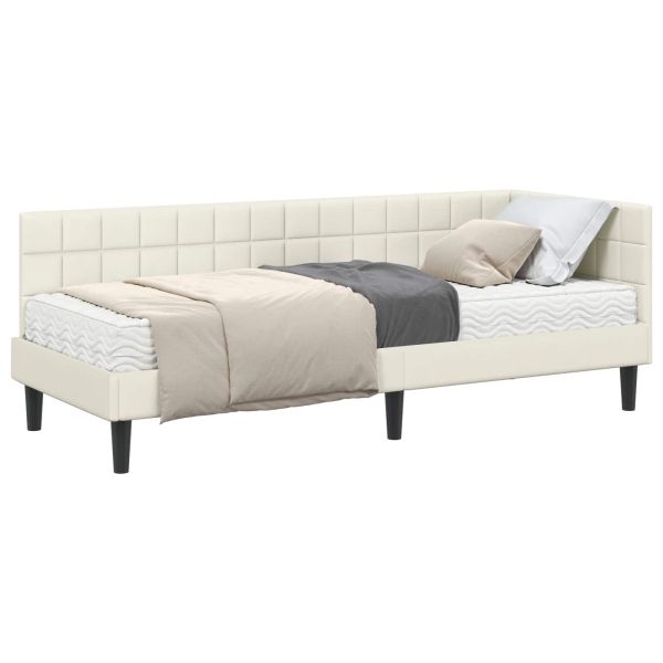 Ъглова рамка за легло с матрак с таблото 2 pcs Крем Кадифе