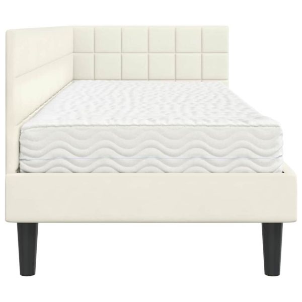 Ъглова рамка за легло с матрак с таблото 2 pcs Крем Кадифе