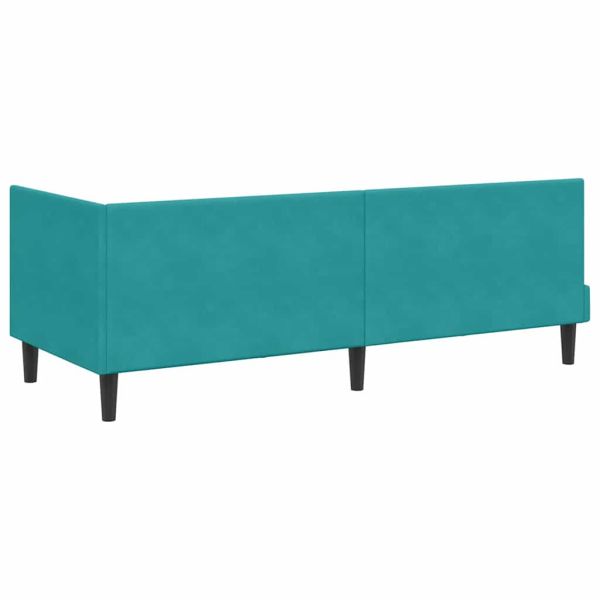 Ъглова рамка за легло с матрак с таблото 2 pcs Тюркоаз Кадифе