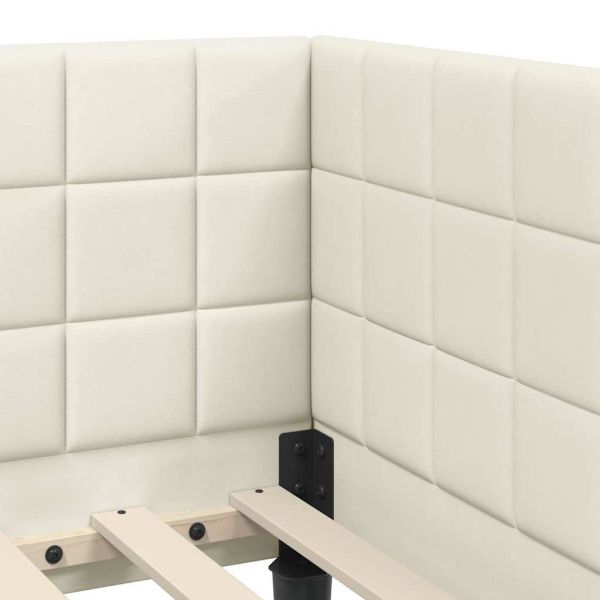 Ъглова рамка за легло с матрак Крем 90 x 190 cm Кадифе