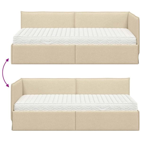Ъглова рамка за легло с матрак с таблото 2 pcs Крем Кадифе