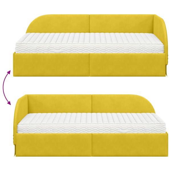 Ъглова рамка за легло с матрак с таблото 2 pcs Жълто Кадифе