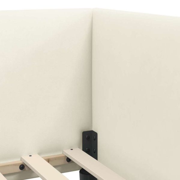 Ъглова рамка за легло с матрак с таблото 2 pcs Крем Кадифе