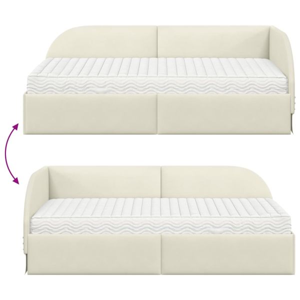 Ъглова рамка за легло с матрак с таблото 2 pcs Крем Кадифе