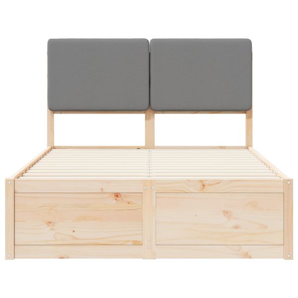 Леглова рамка с тапицирана гръбна част Светлосиво 120 x 200 cm