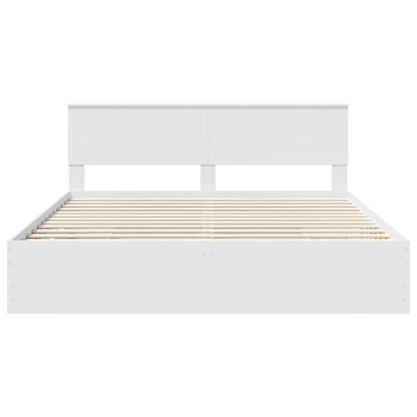 Рамка за легло с чекмедже Бяло 200 x 200 cm Инженерна дървесина