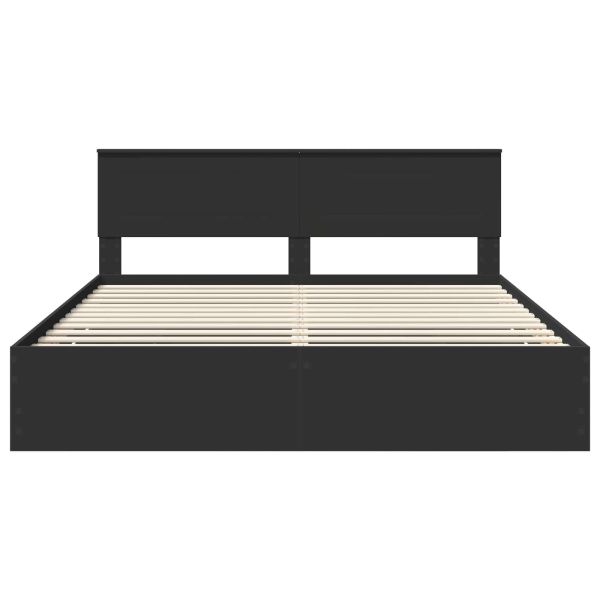 Рамка за легло с таблото Черно 200 x 200 cm Инженерна дървесина