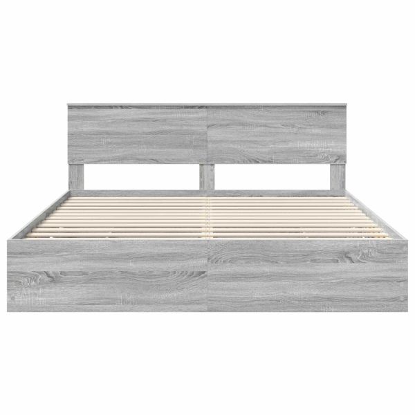 Рамка за легло Сив Сонома 200 x 200 cm Инженерна дървесина